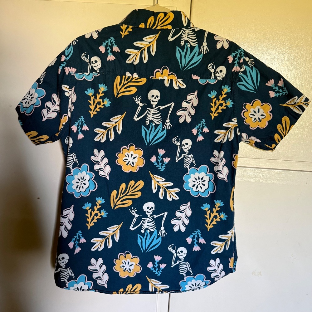 Reverse Threads Hawaiian Skeletons Button Shirt S… - image 7